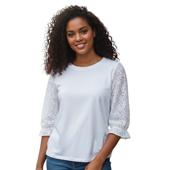 Anthropologie eri + ali  Eyelet Sleeve Top - Picture 7 of 7